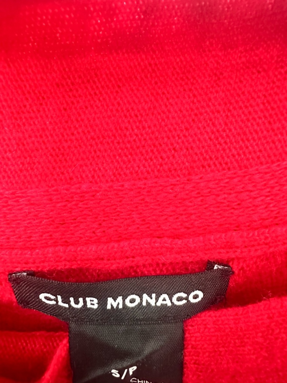 Club Monaco Cashmere Lambswool Red Off-Shoulder Tie-Detail Sweater - Picture 4 of 7